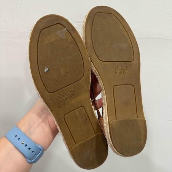 Eileen Fisher Lee 2 Almond Toe Perforated Suede Flat Espadrille Brown Size 5.5 - Picture 7 of 9